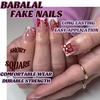 image:imageBABALAL Press On Nails Short Square Fake Nails Brown with Star amp Blue Polka Dot Design Glossy Retro Western Cowgirl Glue On Nails for Women and Girls 24PcsBNG23