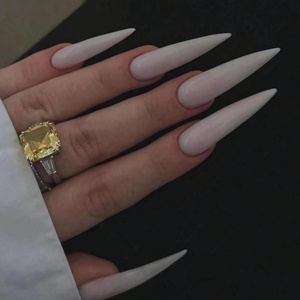 image:imageBABALAL Press On Nails Long Stiletto Fake Nails Pink French Tip with Polka Dot Black Lace Y2k Goth Glossy Coquette Aesthetic Glue On Nails 24PcsBNN0white