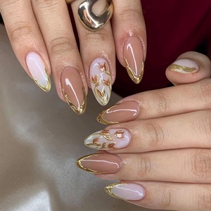 image:imageBABALAL Press On Nails Medium Almond Fake Nails Blue Pink with 3D Shell Starfish amp Rhinestone Design Glossy Mermaid Ocean Summer Glue On Nails for Women and Girls 24PcsFNs100gold