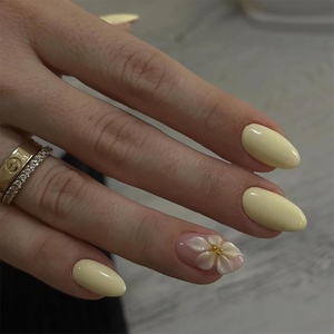 image:imageBABALAL Press On Nails Medium Almond Fake Nails Blue Pink with 3D Shell Starfish amp Rhinestone Design Glossy Mermaid Ocean Summer Glue On Nails for Women and Girls 24PcsFNs100yellow