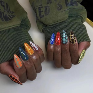 image:imageBABALAL Press On Nails Medium Almond Fake Nails Blue Pink with 3D Shell Starfish amp Rhinestone Design Glossy Mermaid Ocean Summer Glue On Nails for Women and Girls 24PcsFNs100tortoise