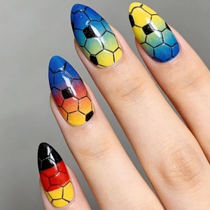 image:imageBABALAL Press On Nails Medium Almond Fake Nails Blue Pink with 3D Shell Starfish amp Rhinestone Design Glossy Mermaid Ocean Summer Glue On Nails for Women and Girls 24PcsFNs00006