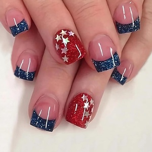 image:imageBABALAL Press On Nails Medium Almond Fake Nails Blue Pink with 3D Shell Starfish amp Rhinestone Design Glossy Mermaid Ocean Summer Glue On Nails for Women and Girls 24PcsFNs106shiny