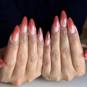 image:imageBABALAL Press On Nails Medium Almond Fake Nails Blue Pink with 3D Shell Starfish amp Rhinestone Design Glossy Mermaid Ocean Summer Glue On Nails for Women and Girls 24PcsFNs100metallic