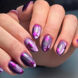 image:imageBABALAL Press On Nails Medium Almond Fake Nails Blue Pink with 3D Shell Starfish amp Rhinestone Design Glossy Mermaid Ocean Summer Glue On Nails for Women and Girls 24PcsFNs000