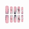 image:imageBABALAL Press On Nails Duck Bill Fake Nails Blue Black with Polka Dot Zebra Stripe amp Rhinestone Accents Y2K Punk Edgy Glue On Nails for Women and Girls 24PcsDU019