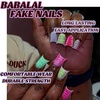 image:imageBABALAL Press On Nails Duck Bill Fake Nails Blue Black with Polka Dot Zebra Stripe amp Rhinestone Accents Y2K Punk Edgy Glue On Nails for Women and Girls 24PcsDU012