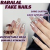 image:imageBABALAL Press On Nails Duck Bill Fake Nails Blue Black with Polka Dot Zebra Stripe amp Rhinestone Accents Y2K Punk Edgy Glue On Nails for Women and Girls 24PcsDU034