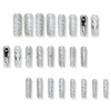 image:imageBABALAL Press On Nails Duck Bill Fake Nails Blue Black with Polka Dot Zebra Stripe amp Rhinestone Accents Y2K Punk Edgy Glue On Nails for Women and Girls 24PcsDU026