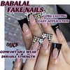 image:imageBABALAL Press On Nails Duck Bill Fake Nails Blue Black with Polka Dot Zebra Stripe amp Rhinestone Accents Y2K Punk Edgy Glue On Nails for Women and Girls 24PcsDU022