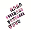image:imageBABALAL Press On Nails Duck Bill Fake Nails Blue Black with Polka Dot Zebra Stripe amp Rhinestone Accents Y2K Punk Edgy Glue On Nails for Women and Girls 24PcsDU007