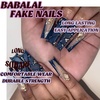 image:imageBABALAL Press On Nails Duck Bill Fake Nails Blue Black with Polka Dot Zebra Stripe amp Rhinestone Accents Y2K Punk Edgy Glue On Nails for Women and Girls 24PcsDU016
