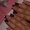 image:imageBABALAL Press On Nails Duck Bill Fake Nails Blue Black with Polka Dot Zebra Stripe amp Rhinestone Accents Y2K Punk Edgy Glue On Nails for Women and Girls 24PcsDU003