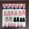 image:imageBABALAL Press On Nails Duck Bill Fake Nails Blue Black with Polka Dot Zebra Stripe amp Rhinestone Accents Y2K Punk Edgy Glue On Nails for Women and Girls 24PcsDU005bp