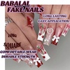 image:imageBABALAL Press On Nails Duck Bill Fake Nails Blue Black with Polka Dot Zebra Stripe amp Rhinestone Accents Y2K Punk Edgy Glue On Nails for Women and Girls 24PcsDU027