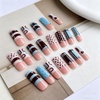 image:imageBABALAL Press On Nails Extra Long Square Fake Nails Blue Black with Polka Dot amp Stripe Design Y2K Retro Glossy Glue On Nails for Women and Girls 24PcsFNP0307