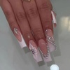 image:imageBABALAL Press On Nails Extra Long Square Fake Nails Blue Black with Polka Dot amp Stripe Design Y2K Retro Glossy Glue On Nails for Women and Girls 24PcsFNP34white
