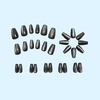 image:imageBABALAL Press On Nails Extra Long Square Fake Nails Blue Black with Polka Dot amp Stripe Design Y2K Retro Glossy Glue On Nails for Women and Girls 24PcsFNP0306