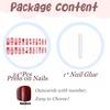 image:imageBABALAL Press On Nails Extra Long Square Fake Nails Blue Black with Polka Dot amp Stripe Design Y2K Retro Glossy Glue On Nails for Women and Girls 24PcsFNP01red