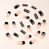image:imageBABALAL Press On Nails Extra Long Square Fake Nails Blue Black with Polka Dot amp Stripe Design Y2K Retro Glossy Glue On Nails for Women and Girls 24PcsFNP19gothic