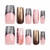 image:imageBABALAL Press On Nails Extra Long Square Fake Nails Blue Black with Polka Dot amp Stripe Design Y2K Retro Glossy Glue On Nails for Women and Girls 24PcsFNP21brown