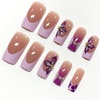 image:imageBABALAL Press On Nails Extra Long Square Fake Nails Blue Black with Polka Dot amp Stripe Design Y2K Retro Glossy Glue On Nails for Women and Girls 24PcsFNP0302