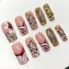 image:imageBABALAL Press On Nails Extra Long Square Fake Nails Blue Black with Polka Dot amp Stripe Design Y2K Retro Glossy Glue On Nails for Women and Girls 24PcsFNP0303