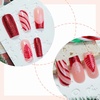 image:imageBABALAL Press On Nails Extra Long Square Fake Nails Blue Black with Polka Dot amp Stripe Design Y2K Retro Glossy Glue On Nails for Women and Girls 24PcsFNP08redxmas