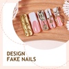 image:imageBABALAL Press On Nails Extra Long Square Fake Nails Blue Black with Polka Dot amp Stripe Design Y2K Retro Glossy Glue On Nails for Women and Girls 24PcsFNP0304