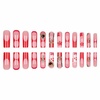 image:imageBABALAL Press On Nails Extra Long Square Fake Nails Blue Black with Polka Dot amp Stripe Design Y2K Retro Glossy Glue On Nails for Women and Girls 24PcsFNP01red