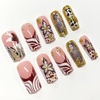 image:imageBABALAL Press On Nails Extra Long Square Fake Nails Blue Black with Polka Dot amp Stripe Design Y2K Retro Glossy Glue On Nails for Women and Girls 24PcsFNP0303