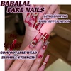 image:imageBABALAL Press On Nails Extra Long Square Fake Nails Blue Black with Polka Dot amp Stripe Design Y2K Retro Glossy Glue On Nails for Women and Girls 24PcsFNP01red