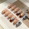 image:imageBABALAL Press On Nails Extra Long Square Fake Nails Orange Black Swirl with Rhinestone Butterfly Charm Glossy Y2k Reusable Glue On Nails for Women and Girls 24PcsANF0303
