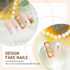 image:imageBABALAL Press On Nails Extra Long Square Fake Nails Orange Black Swirl with Rhinestone Butterfly Charm Glossy Y2k Reusable Glue On Nails for Women and Girls 24PcsANF07gold