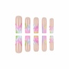 image:imageBABALAL Press On Nails Extra Long Square Fake Nails Orange Black Swirl with Rhinestone Butterfly Charm Glossy Y2k Reusable Glue On Nails for Women and Girls 24PcsANF03colorful