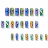 image:imageBABALAL Press On Nails Extra Long Square Fake Nails Orange Black Swirl with Rhinestone Butterfly Charm Glossy Y2k Reusable Glue On Nails for Women and Girls 24PcsANF08colorful