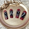 image:imageBABALAL Press On Nails Extra Long Square Fake Nails Orange Black Swirl with Rhinestone Butterfly Charm Glossy Y2k Reusable Glue On Nails for Women and Girls 24PcsANF12goth