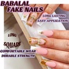 image:imageBABALAL Press On Nails Extra Long Square Fake Nails Orange Black Swirl with Rhinestone Butterfly Charm Glossy Y2k Reusable Glue On Nails for Women and Girls 24PcsANF07gold