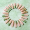 image:imageBABALAL Press On Nails Extra Long Square Fake Nails Orange Black Swirl with Rhinestone Butterfly Charm Glossy Y2k Reusable Glue On Nails for Women and Girls 24PcsANF03green