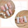 image:imageBABALAL Press On Nails Extra Long Square Fake Nails Orange Black Swirl with Rhinestone Butterfly Charm Glossy Y2k Reusable Glue On Nails for Women and Girls 24PcsANF03blue