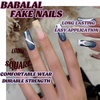 image:imageBABALAL Press On Nails Extra Long Square Fake Nails Orange Black Swirl with Rhinestone Butterfly Charm Glossy Y2k Reusable Glue On Nails for Women and Girls 24PcsANF10