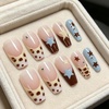 image:imageBABALAL Press On Nails Extra Long Square Fake Nails Orange Black Swirl with Rhinestone Butterfly Charm Glossy Y2k Reusable Glue On Nails for Women and Girls 24PcsANF0303