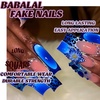 image:imageBABALAL Press On Nails Extra Long Square Fake Nails Orange Black Swirl with Rhinestone Butterfly Charm Glossy Y2k Reusable Glue On Nails for Women and Girls 24PcsANF02bluecurve
