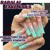 image:imageBABALAL Press On Nails Extra Long Square Fake Nails Orange Black Swirl with Rhinestone Butterfly Charm Glossy Y2k Reusable Glue On Nails for Women and Girls 24PcsANF16