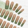 image:imageBABALAL Press On Nails Extra Long Square Fake Nails Orange Black Swirl with Rhinestone Butterfly Charm Glossy Y2k Reusable Glue On Nails for Women and Girls 24PcsANF03green