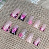 image:imageBABALAL Press On Nails Extra Long Square Fake Nails Orange Black Swirl with Rhinestone Butterfly Charm Glossy Y2k Reusable Glue On Nails for Women and Girls 24PcsANF04bpstar