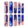 image:imageBABALAL Press On Nails Extra Long Square Fake Nails Orange Black Swirl with Rhinestone Butterfly Charm Glossy Y2k Reusable Glue On Nails for Women and Girls 24PcsANF02bluecurve