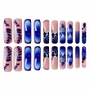 image:imageBABALAL Press On Nails Extra Long Square Fake Nails Orange Black Swirl with Rhinestone Butterfly Charm Glossy Y2k Reusable Glue On Nails for Women and Girls 24PcsANF02bluecurve
