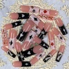 image:imageBABALAL Press On Nails Extra Long Square Fake Nails Orange Black Swirl with Rhinestone Butterfly Charm Glossy Y2k Reusable Glue On Nails for Women and Girls 24PcsANF0301