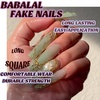 image:imageBABALAL Press On Nails Extra Long Square Fake Nails White French Tip with Black Star amp Silver Rhinestone Chain Design Glossy Y2K Glue On Nails Reusable 24PcsBNB215